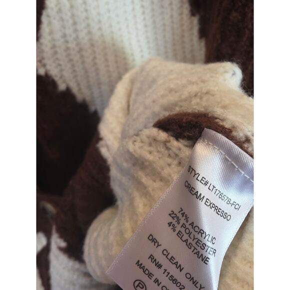 Lush Cream Expresso Cardigan Sweater S Womens Lagen Look Cottage Core Classic - Picture 4 of 5